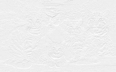 embossed image of cats