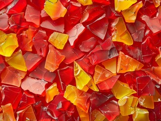 Vibrant Glass Shards in Red and Yellow Hues