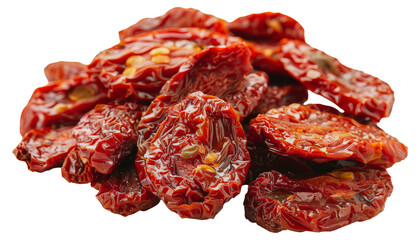 Close-up of sun-dried tomatoes, cut out - stock png.