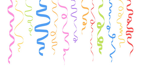 Colorful ribbon serpentine confetti banner greeting card party decoration design vector