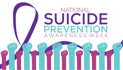 Vector illustration on the theme of National suicide prevention week observed each year during September banner, Holiday, poster design.