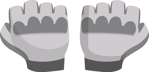 Gray fingerless gloves protecting hands with hard knuckle pads