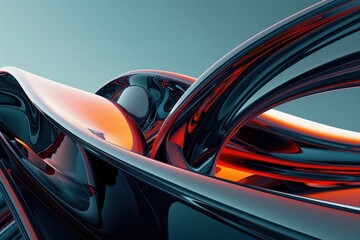 Abstract background of smooth, shiny, black and red curves in a dynamic and futuristic design. Perfect for technology, design, and innovation projects.