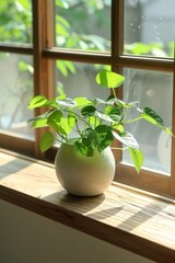 Green Potted Plant on Window Sill