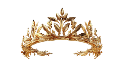 Gold laurel crown on transparent background