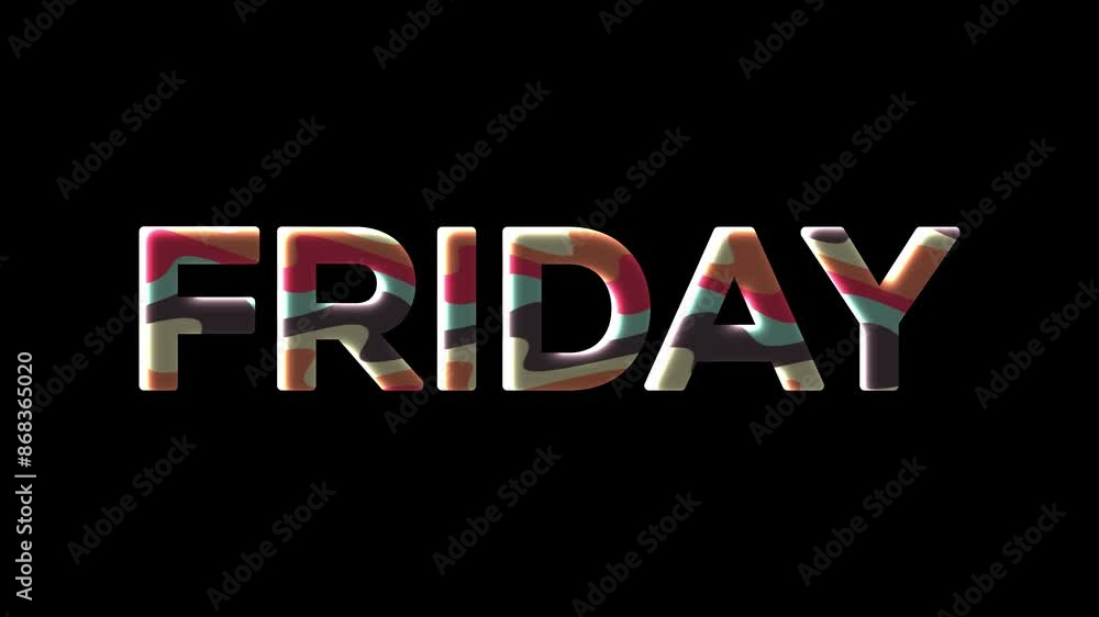 Poster friday animation text with wave effect on plain black background