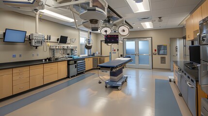 Modern equipment in operating room. Medical devices for neurosurgery. 