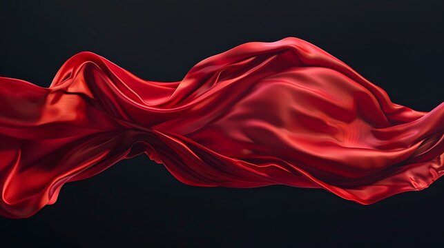 Red Silk Fabric Flowing in the Air