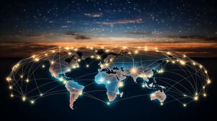 Global network security  earth with glowing internet connections and padlock icons