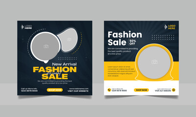 Set of Sale Offer Design Banner Template pack. Social Media Post Fashion Square Flyer Template Set