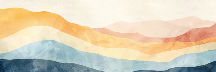 Modern Abstract Minimalistic Geometric Watercolor Pattern Art in Muted Pantone Tones for Calming Zen Nordic Scandinavian Bohemian Decor