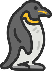 ペンギンのアイコン（線画カラー）のイラスト