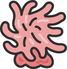 イソギンチャクのアイコン（線画カラー）のイラスト