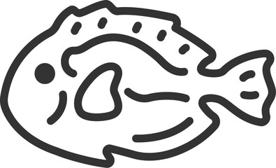 ナンヨウハギのアイコン（線画）のイラスト