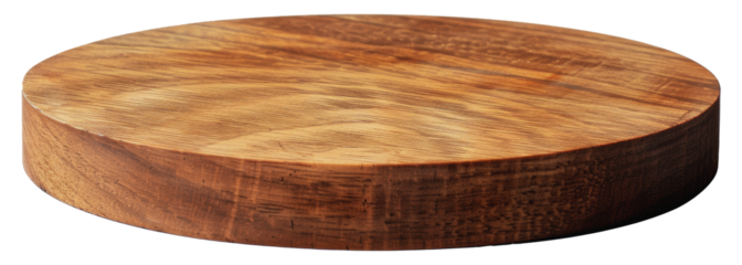 Round wooden platform base for trophy display, cut out - stock png.