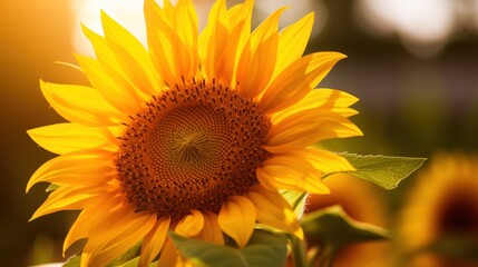 Obraz premium A close up of a yellow sunflower with its petals open