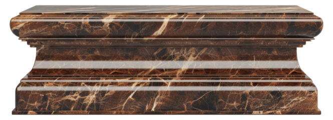 Brown marble trophy base platform object, cut out - stock png.