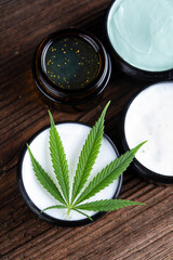 Cosmetics hemp, medical marijuana concept
