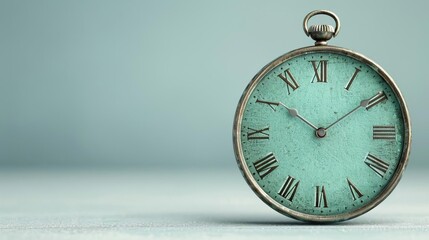 Vintage Pocket Watch on Minimalist Background