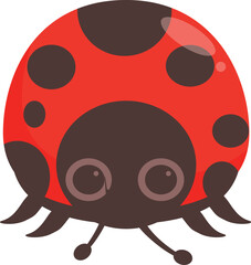 Fototapeta premium Charming cartoon ladybug is crawling with a shiny red shell and black spots