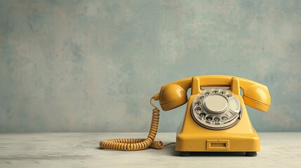 An ultra-sharp image of a bright yellow rotary phone