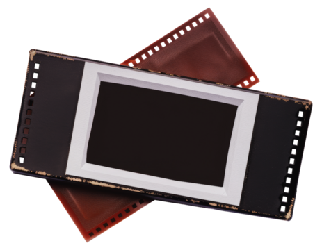 Vintage polaroid frame with blank film strip, cut out - stock png.