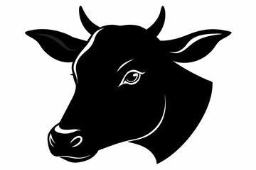 black and white cow silhouette, Cow vector illustration, cow head silhouette, cow silhouette isolated vector Illustration, png, cow icon
