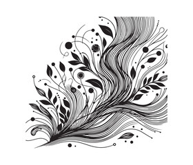 Organic Flowing Lines vector art graphic resources silhouette vector style, white background
