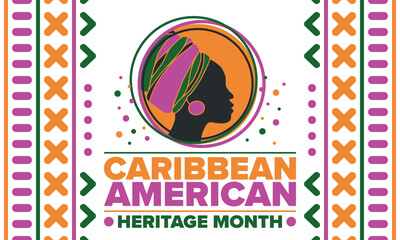 Caribbean American Heritage Month in June. Culture Month to the people of America. Celebrate annual with festival. Happy holiday. Poster, card, banner and background. Vector illustration