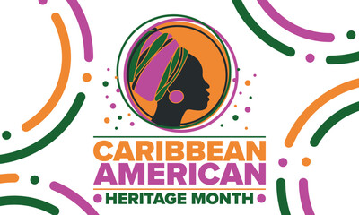 Caribbean American Heritage Month in June. Culture Month to the people of America. Celebrate annual with festival. Happy holiday. Poster, card, banner and background. Vector illustration