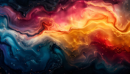 Celestial Flow: Abstract Swirls of Vibrant Colors in Cosmic Harmony