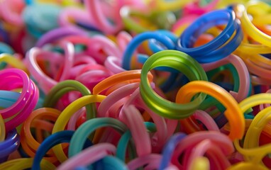 Vibrant Rainbow Stack of Colorful Plastic Rings