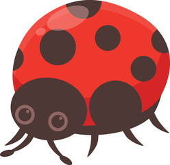 Cartoon ladybug crawling and showing its bright colors
