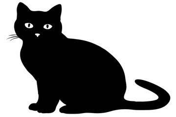 black and white cat silhouette, Cat vector illustration, cat head silhouette, animal silhouette isolated vector Illustration, png,  Cat icon