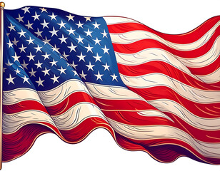 Fototapeta premium A US flag blows in the wind