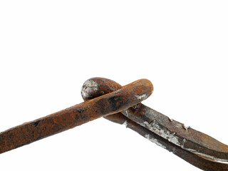 old rusty nail isolated on white background