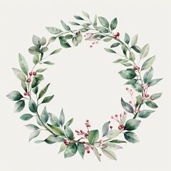 Elegant Berry Wreath with Green Leaves