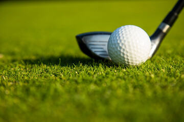Playing Golf ball, course on a sunny day