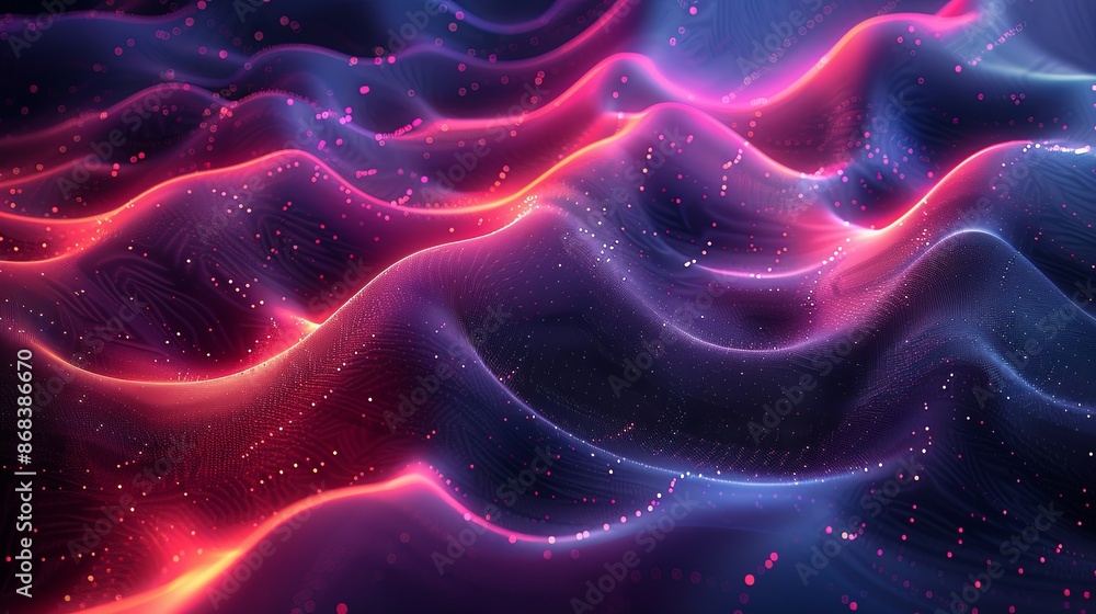 Poster abstract wavy desktop background with red and blue glowing lines