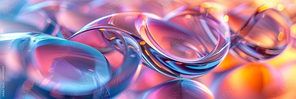 Poster Abstract Interlocking Rings and Polygons With Gradient Backdrop and Reflections