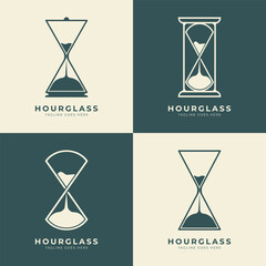 bundle hourglass set logo vector illustration design vintage