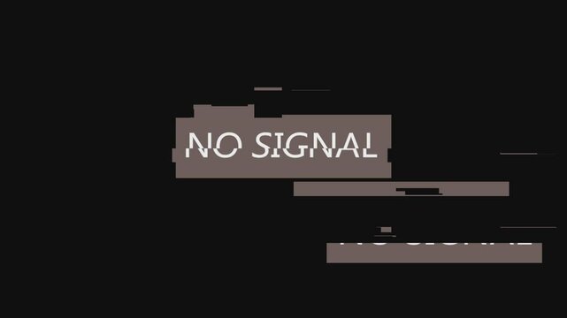 The inscription on the black screen is No Signal. Glitches and artifacts, distortions and flickering. Looping, endless.