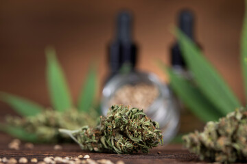 Cannabis and marijuana buds, weed cbd