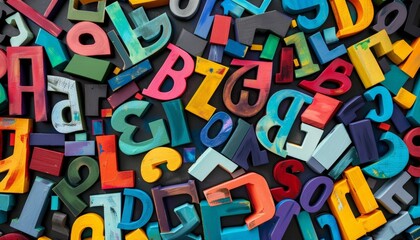 Vibrant Typographic Mosaic: Colorful Alphabet Blocks