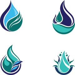 water drop splash icon logo Vector set