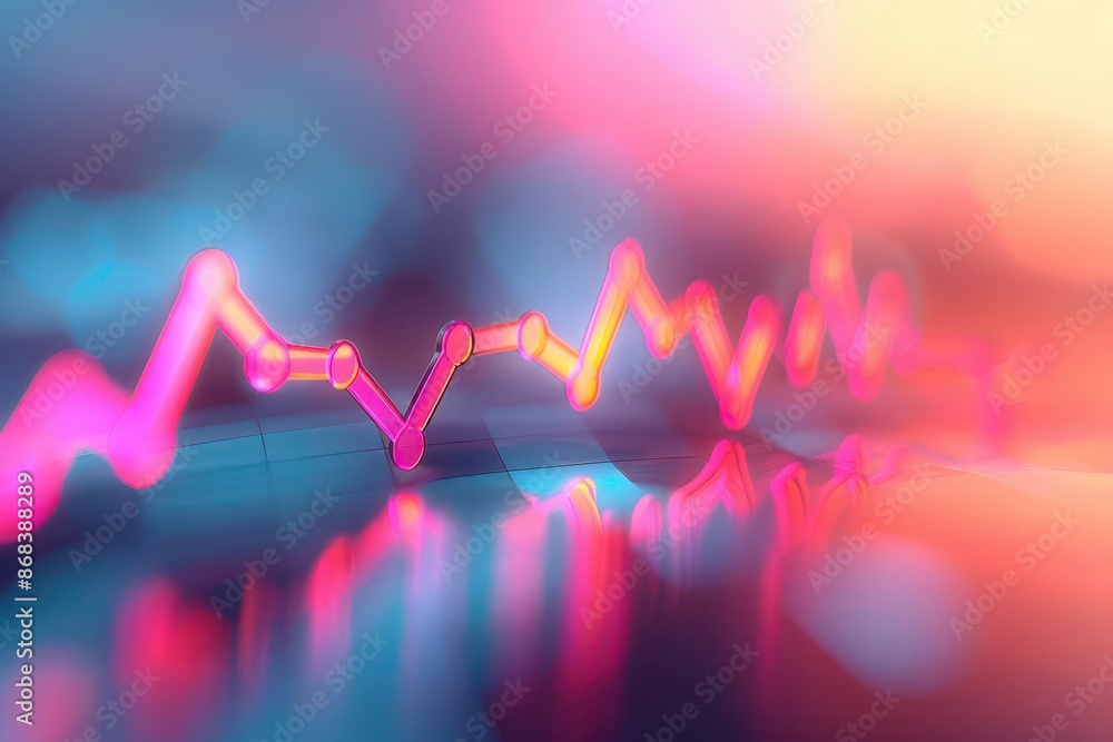Poster increasing line graph on vibrant gradient background business growth concept 3d render
