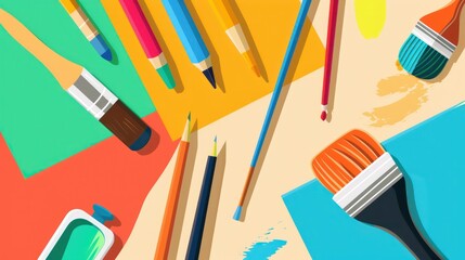 Drawing equipment such as pencils, brushes, palettes