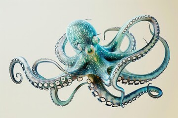 Obraz premium Vibrant Blue Octopus with Glowing Eyes