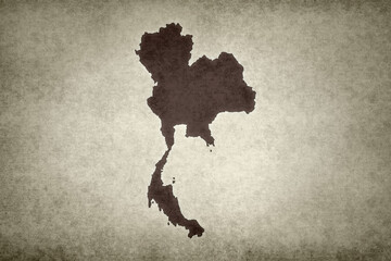 Map of Thailand on an old paper