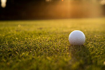 Golf course with ball and grass